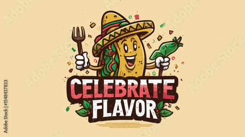 Cartoon Fajita Character Holding Celebrate Flavor Banner for National Fajita Day Celebration Vector