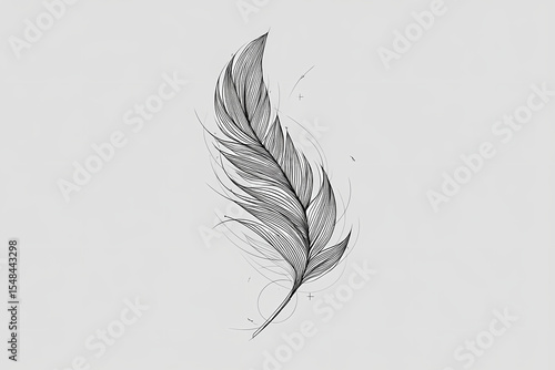 Single line feather vector logo design with subtle curves