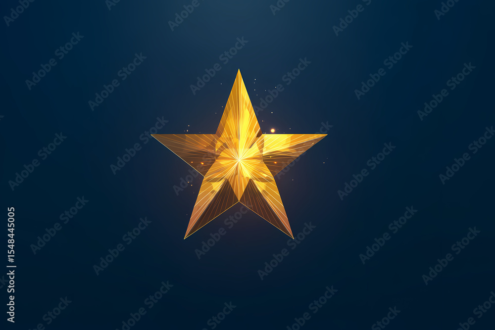 Fototapeta premium Golden Star Vector Logo with Halo Effect