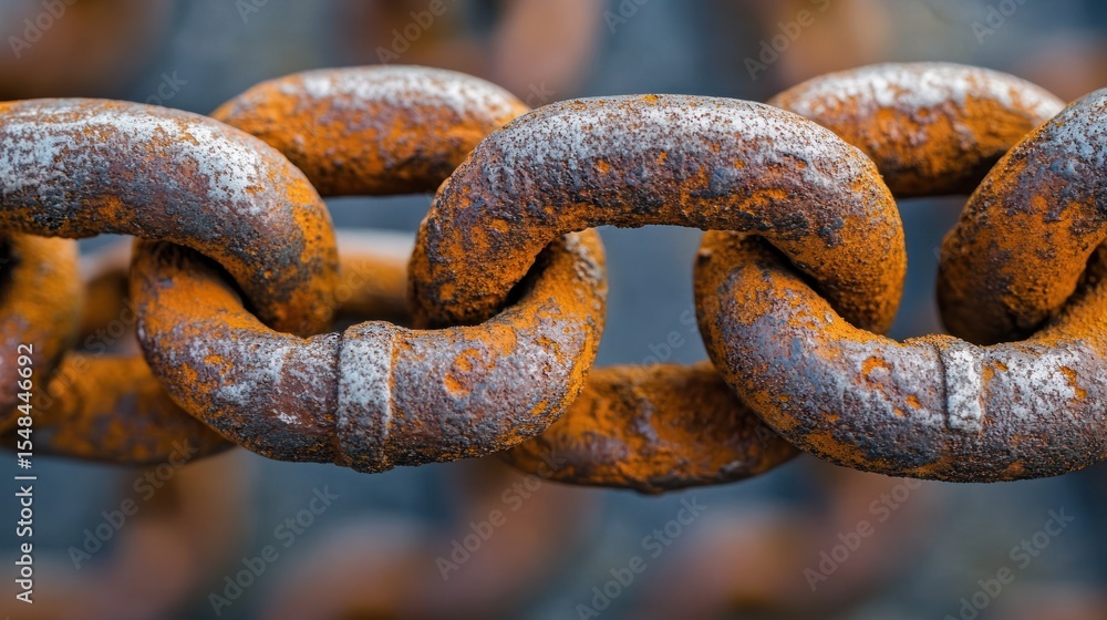 Rusty metal chain links close-up Rusty metal chain links close-up