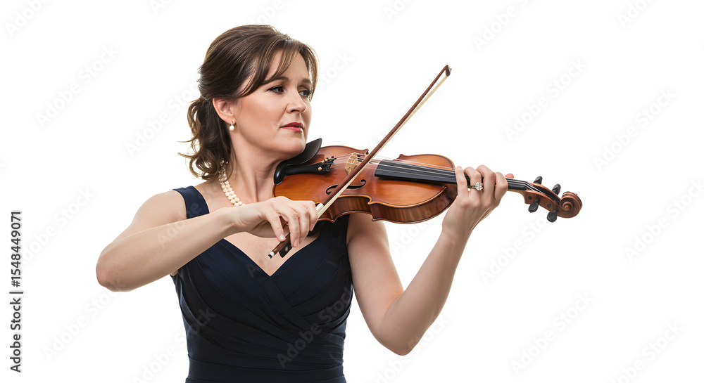 Elegant woman playing the violin in a formal setting, showcasing her skill and concentration with a soft background ambiance Elegant woman playing the violin in a formal setting, showcasing her skill and concentration with a soft background ambiance