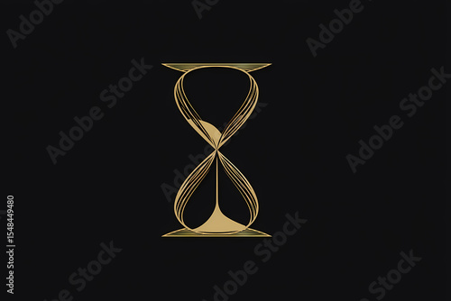 Single-line hourglass vector logo emphasizing time and balance with flowing sand