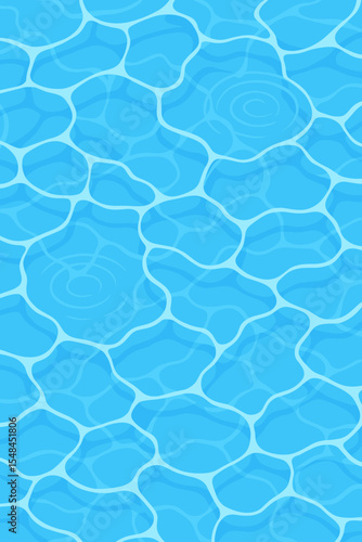 Swimming pool water surface vector background. Crystal clear blue liquid with ripple effect and sun caustic reflections. Summer vacation abstract texture. Cartoon seamless pattern.