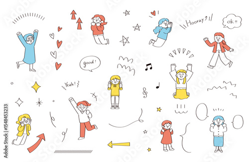 笑顔な女性のイラストセット