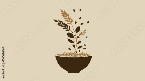 Minimal Vector of Sprouting Grain and Seeds in Bowl for Sustainable Agriculture and World Food Day