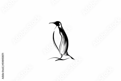 Monochrome penguin vector logo waddling posture