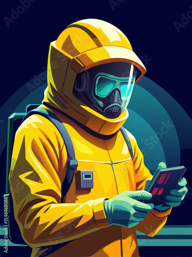 Hazmat Suit and Geiger Counter – Radiation Measurement Vector