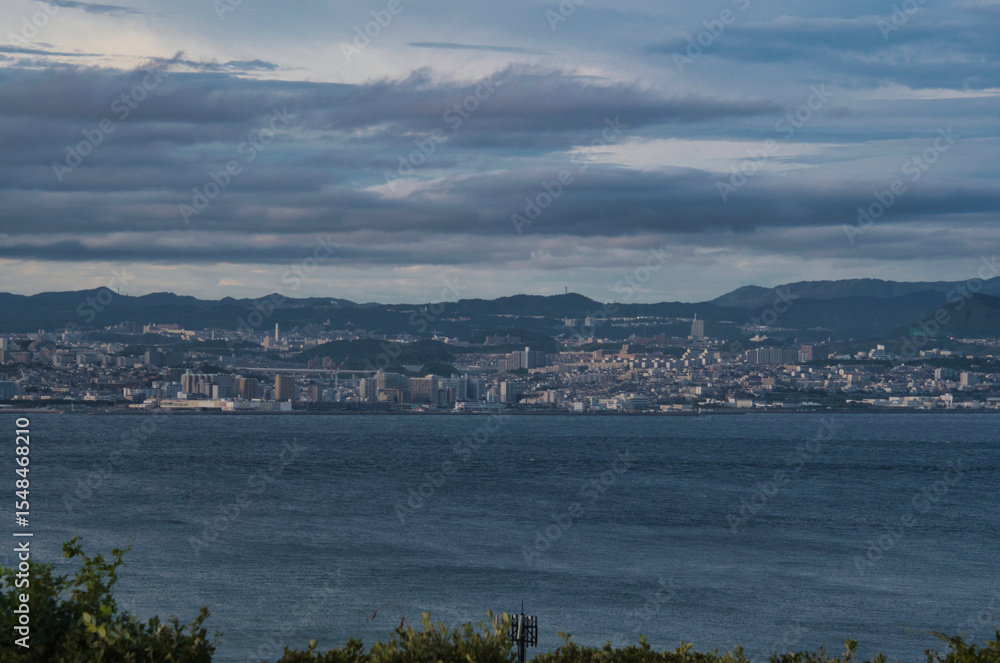 Fototapeta premium A view of Akashi Sound from the park. Awaji Island Hyogo Japan 