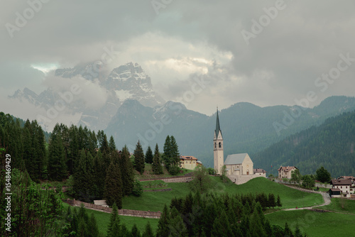 Serene Church in a Mountain Town