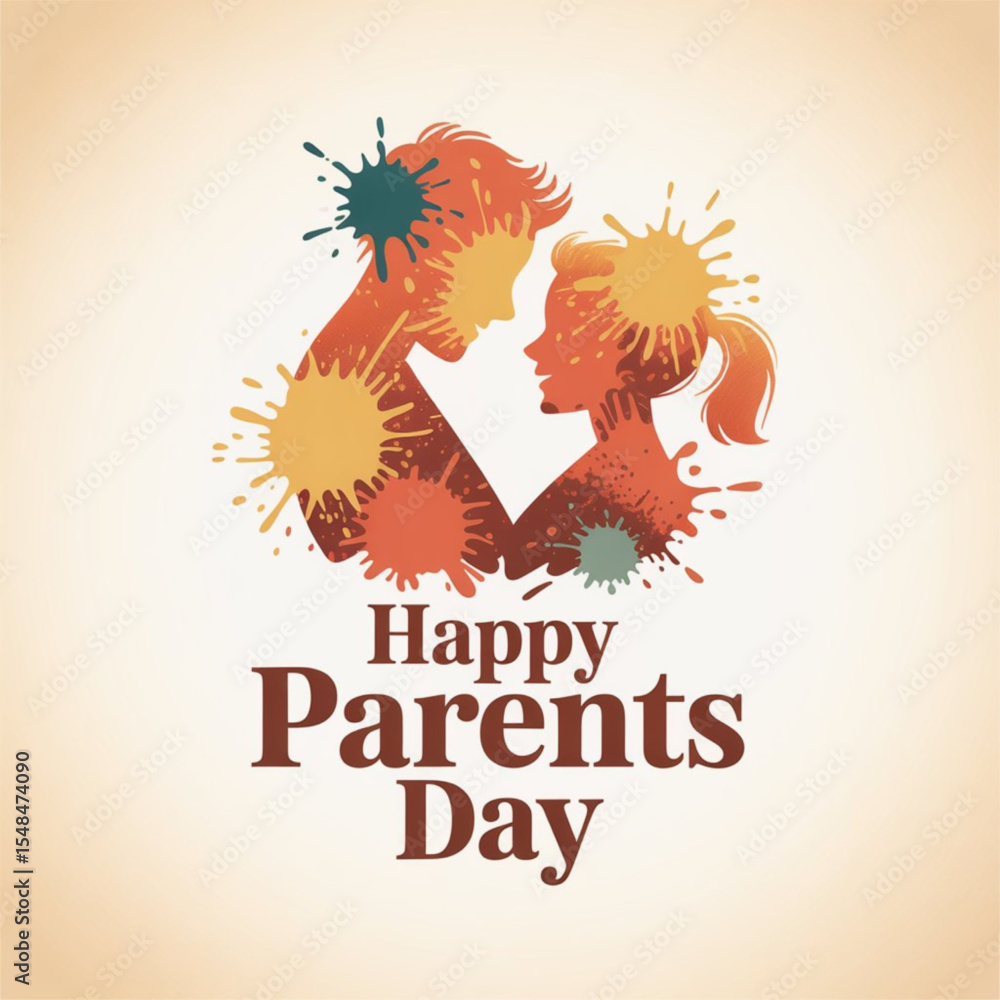 custom made wallpaper toronto digitalHappy Parents Day typography vector illustration with splatter design, bold style, isolated on white background