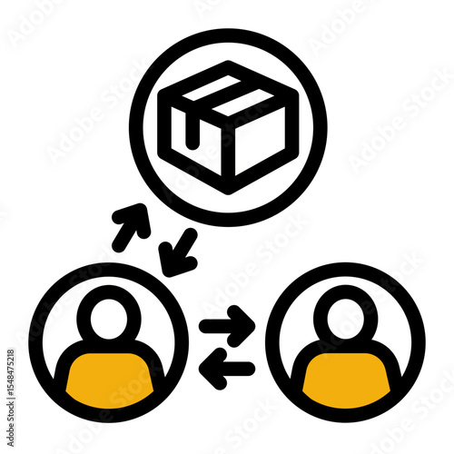 Transaction Broker Icon Outline Color Lineal Style for Buyer-Seller Connection.