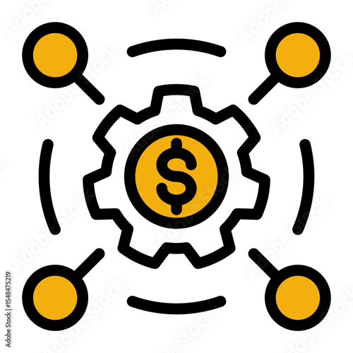 Business Process Cycle Icon Outline Color Lineal Style for Continuity and Strategy.