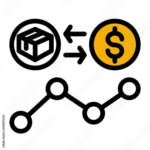 Sales Transaction Icon Outline Color Lineal Style for Commerce and Delivery Services.