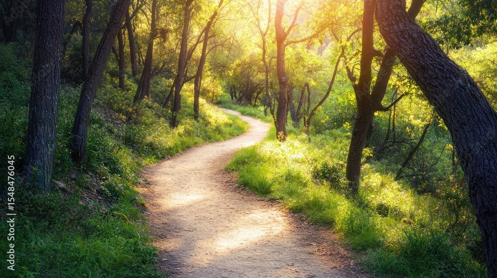 Fototapeta premium Forest path sunlight