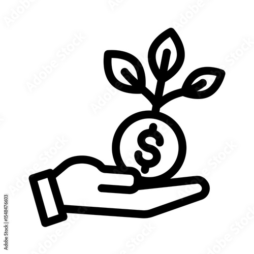 ROI Finance and Business Growth Icon from Financial Services Collection (Outline style)