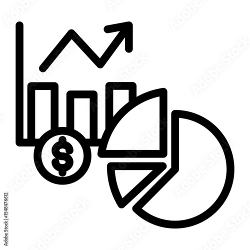 Financial Statistics and Growth Analytics Icon from Financial Services Collection (Outline style)