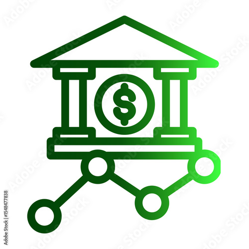 Banking Growth and Savings Investment Icon from Financial Services Collection (Outline Gradient style)