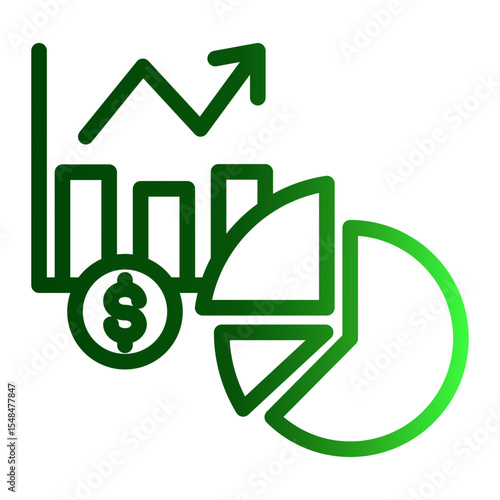 Financial Statistics and Growth Analytics Icon from Financial Services Collection (Outline Gradient style)