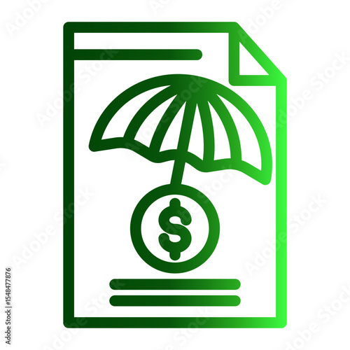 Insurance Coverage and Protection Policy Icon from Financial Services Collection (Outline Gradient style)