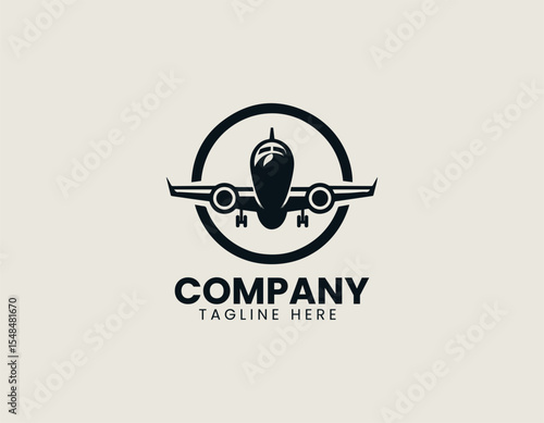 Side profile of commercial passenger jet vector logo design for aviation and travel brand