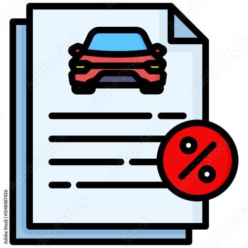 Car loan lineal color icon. Simple vector icon design in lineal color style. Editable vector format