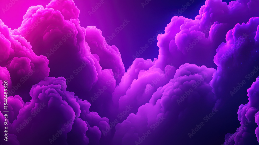 Fototapeta premium Vibrant Purple and Pink Clouds in a Dreamy Atmospheric Landscape