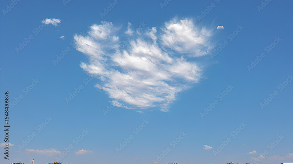 Fototapeta premium Unique Heart-Shaped Cloud Formation in a Vivid Blue Sky