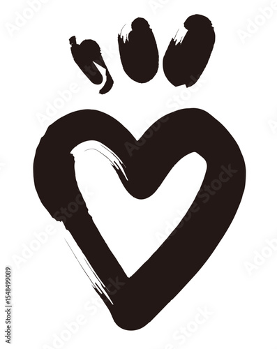 手描きのハート。落書き風、グランジハート。バレンタインデーや愛のシンボル。ベクター素材。