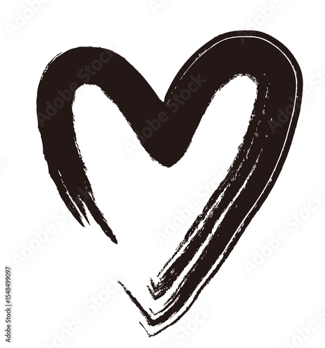 手描きのハート。落書き風、グランジハート。バレンタインデーや愛のシンボル。ベクター素材。