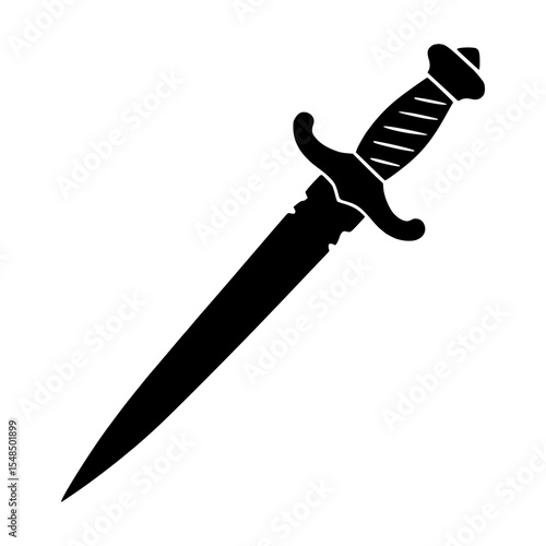 Black Sword Knife Icon - Silhouette Vector