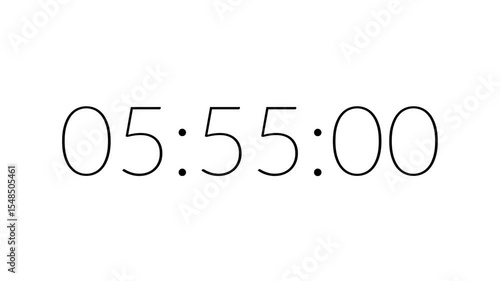 Modern countdown timer from 6 minute to 5 minute on white background suitable for presentations, productivity, educational content, and more