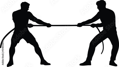 Tug of War Silhouette Icon - Strength, Competition, Challenge, Sports