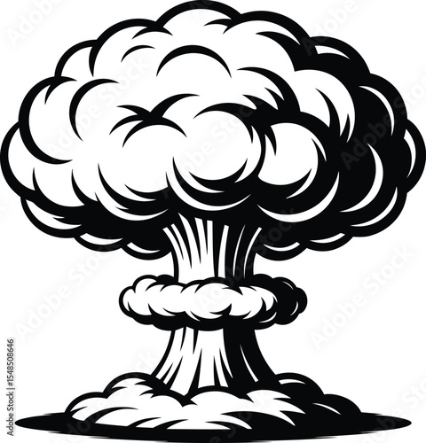 Nuclear Explosion Mushroom Cloud Silhouette Icon