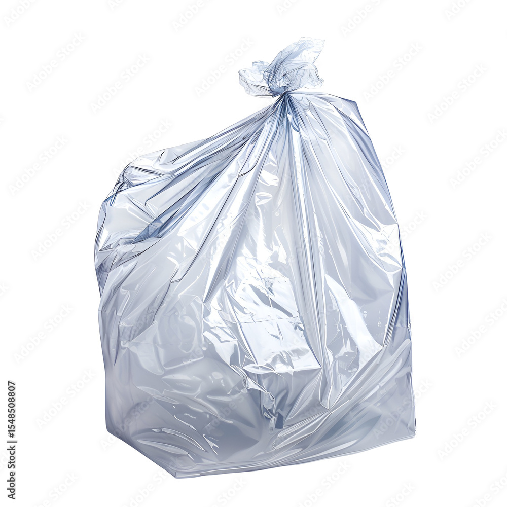 Fototapeta premium Clear Plastic Garbage Bag Isolated on Black Background,