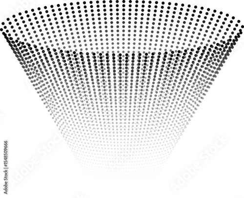 Mesh with cone shaped dots with 3D appearance and depth with gradient and transparency
