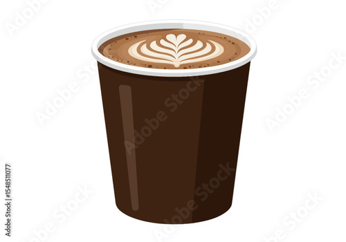 A brown togo coffee cup with white latte art