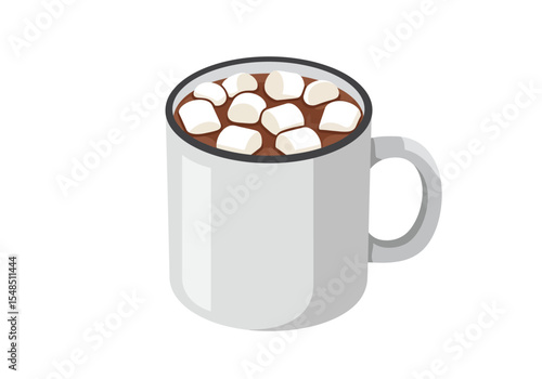 A mug filled with dark liquid topped with white marshmallows