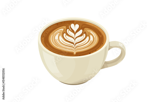 Coffee cup with latte art Creamy offwhite mug