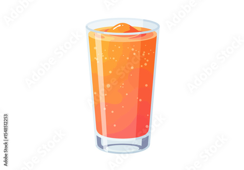 Orange beverage in clear glass slight foam on top lightfilled liquid