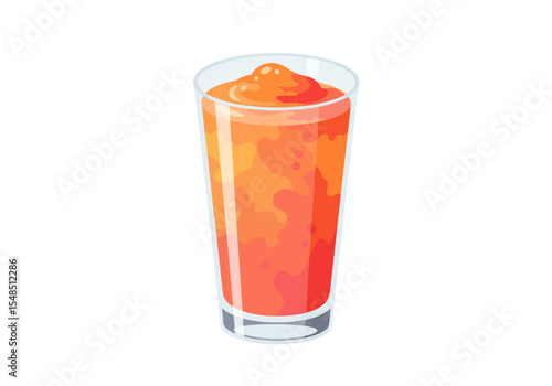 Orangered smoothie in a glass filling it to the top with a thick creamy texture