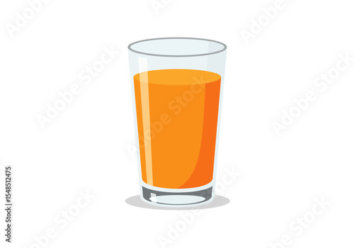 Tall glass filled with orange juice casting a soft shadow