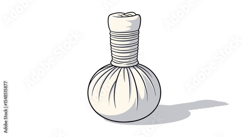 Illustration of a Herbal Compress Ball for Spa Treatment and Relaxation Therapy