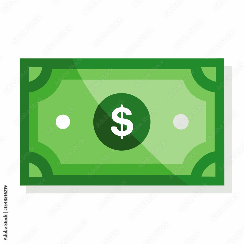 Flat Design Green Dollar Bill Illustration for Financial Concepts Business and Investment Representing Wealth Savings and Economic Prosperity in a Clean and Modern Style Flat Design Green Dollar Bill Illustration for Financial Concepts Business and Investment Representing Wealth Savings and Economic Prosperity in a Clean and Modern Style