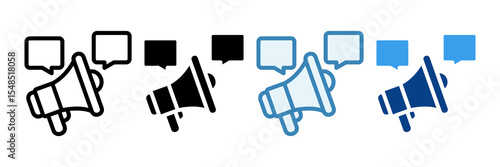 Social Media Communication  Icon Set Multiple Style Collection