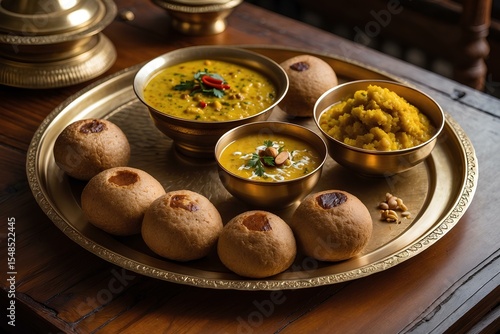 Dal Baati Churma - Indian Food Trilogy That Brings Together Spiced Lentils, Ghee-Soaked Wheat Balls, and Sweet Crumbles for a Rich Rajasthani Feast Bursting with Flavor and Tradition