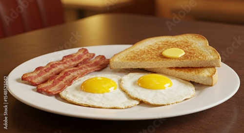 Wallpaper Mural Indulge in a Classic Diner Breakfast: Perfectly Fried Eggs, Crispy Bacon, and Buttery Toast Await Torontodigital.ca
