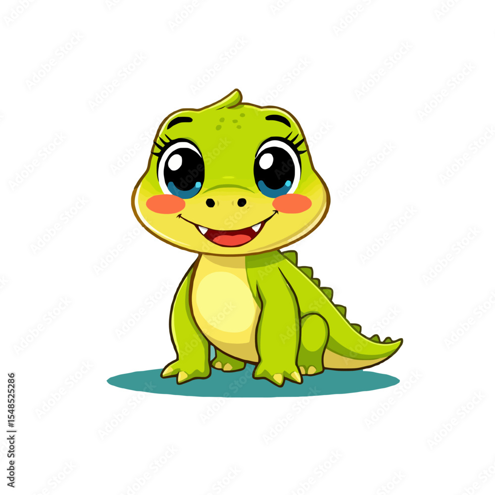 Fototapeta premium Cute baby alligator cartoon character isolated on white background