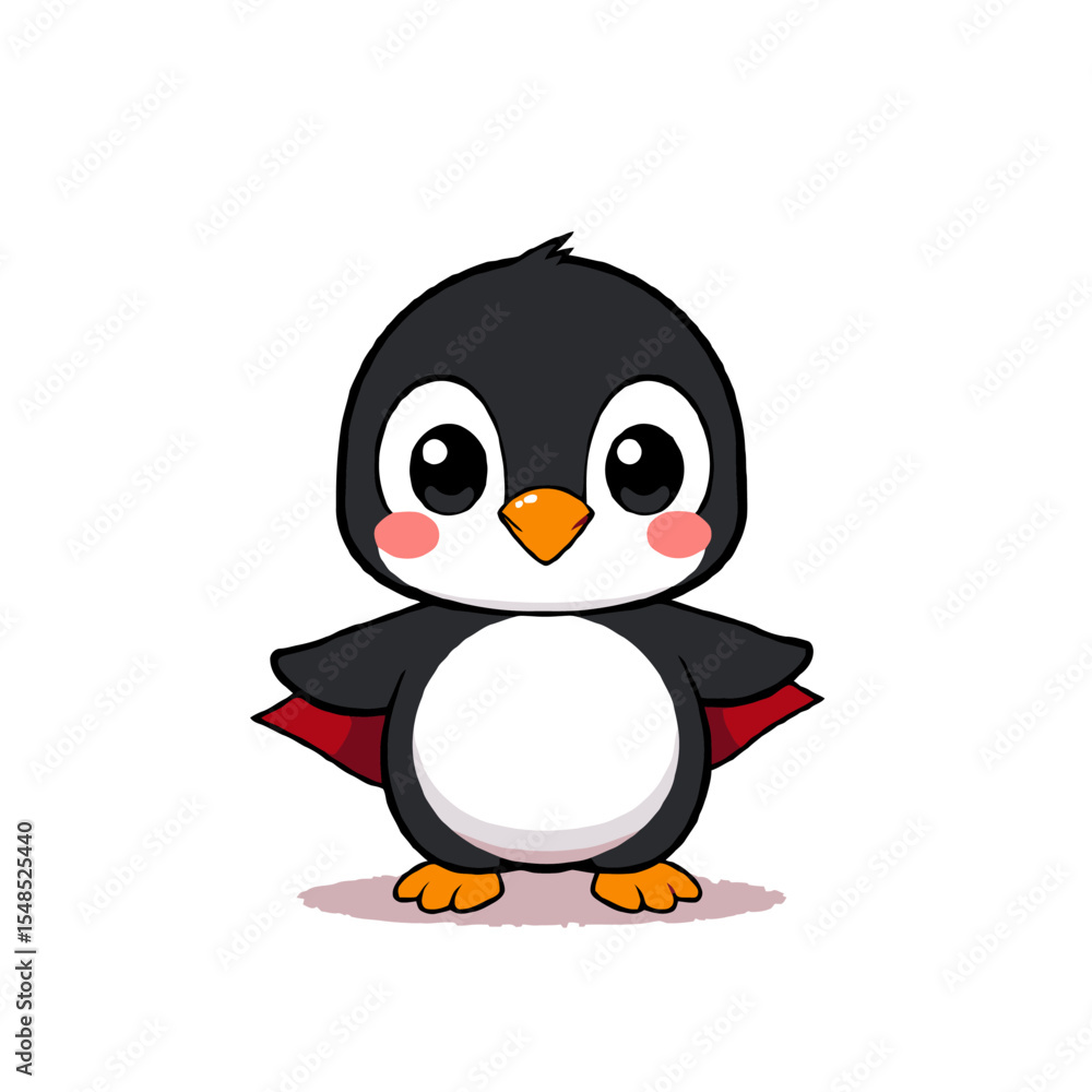 Obraz premium Cute cartoon penguin character isolated on white background