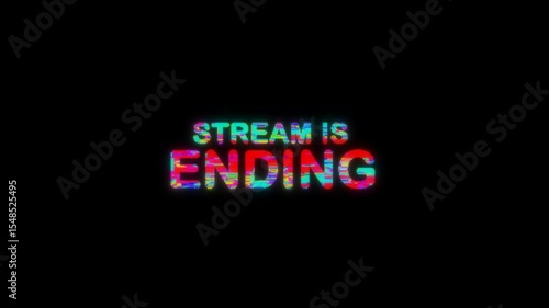 Stream is ending glitch effect cyberpunk, stream overlay animation. 4K Stock Video Alpha Channel
