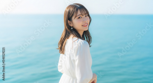 Refreshing and Natural Smiling Portrait of a Young Japanese Woman